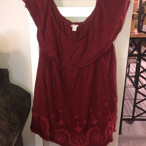 Maroon off the shoulder top